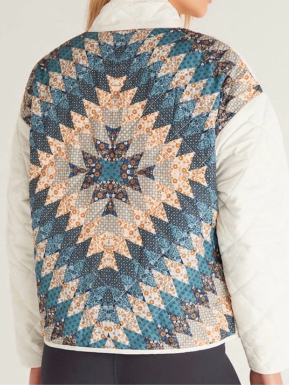 Z Supply Maya Quilted Panel Jacket in Sandstone Quilt design small